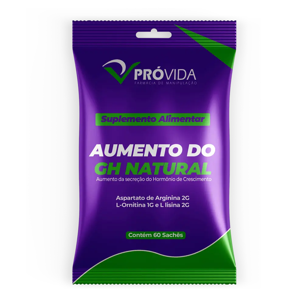 SUPLEMENTO PARA AUMENTO DO GH NATURAL ( LISINA+ ORNITINA+ ASPARTATO DE ARGININA ) 60 SACHES - Pró Vida Farma