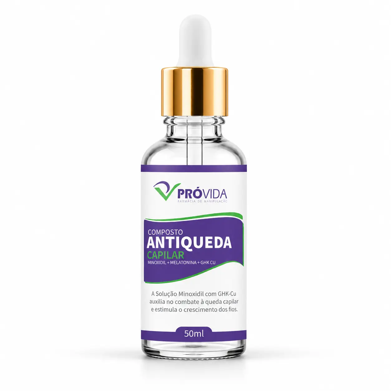 Composto Antiqueda Capilar Turbinado  (Minoxidil + Melatonina + Associações) - 50ml - Pró Vida Farma