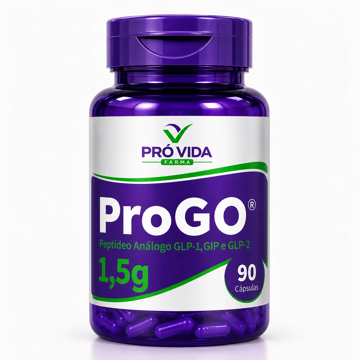 ProGO® – Peptídeo Análogo GLP-1, GIP e GLP-2 | 1,5g | 90 Cápsulas - Pró Vida Farma