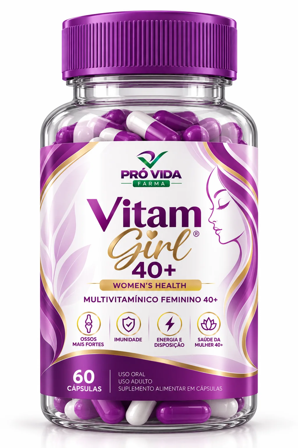 Vitam Girl 40+ — Multivitamínico Feminino - 60 Cápsulas - Pró Vida Farma