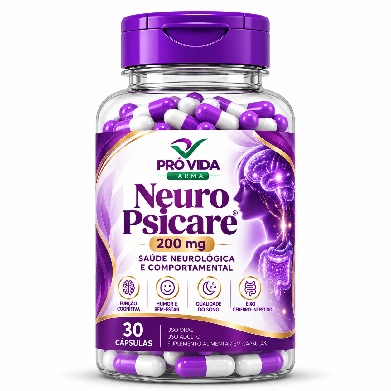 Neuro PsicAre® 200mg 30 Cápsulas - Pró Vida Farma